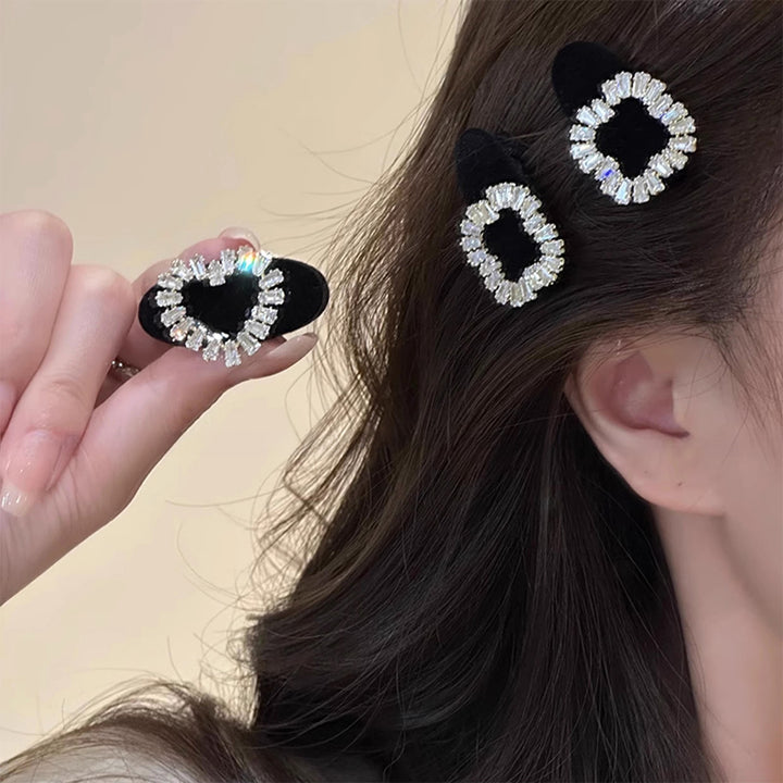 Delicate Zircon Flocked Square Oval Bangs Hair Clip Hair Accessories Wholesale