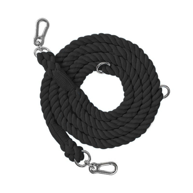 Woven Cotton Rope Multi-functional Pet Double Leash Waist Runing Leash