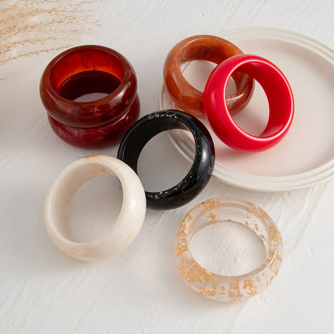 Translucent Glossy Acrylic Thick Round Bangle Bracelet Jewelry