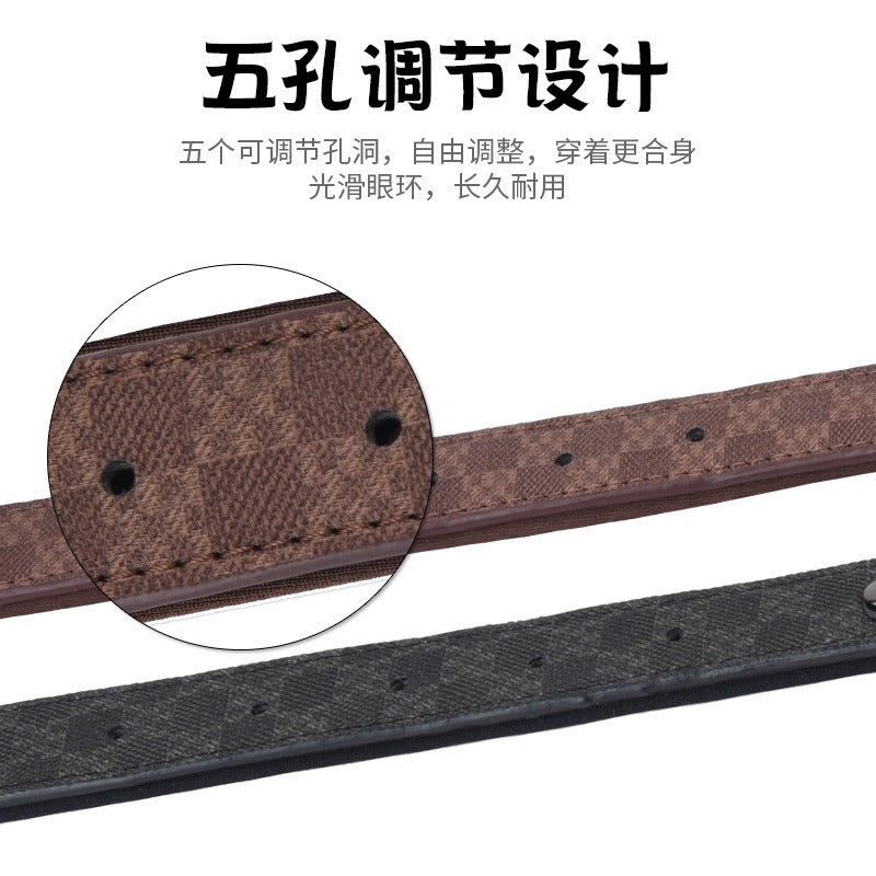 Double-layer Soft Lining Retro Leather Adjustable Pet Dog Collar