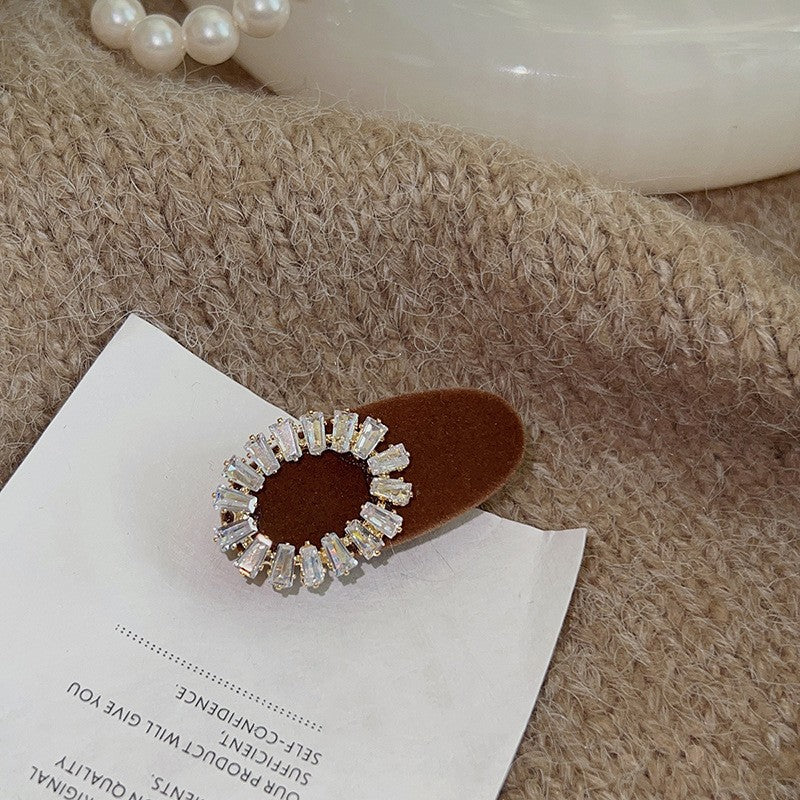 Delicate Zircon Flocked Square Oval Bangs Hair Clip Hair Accessories Wholesale
