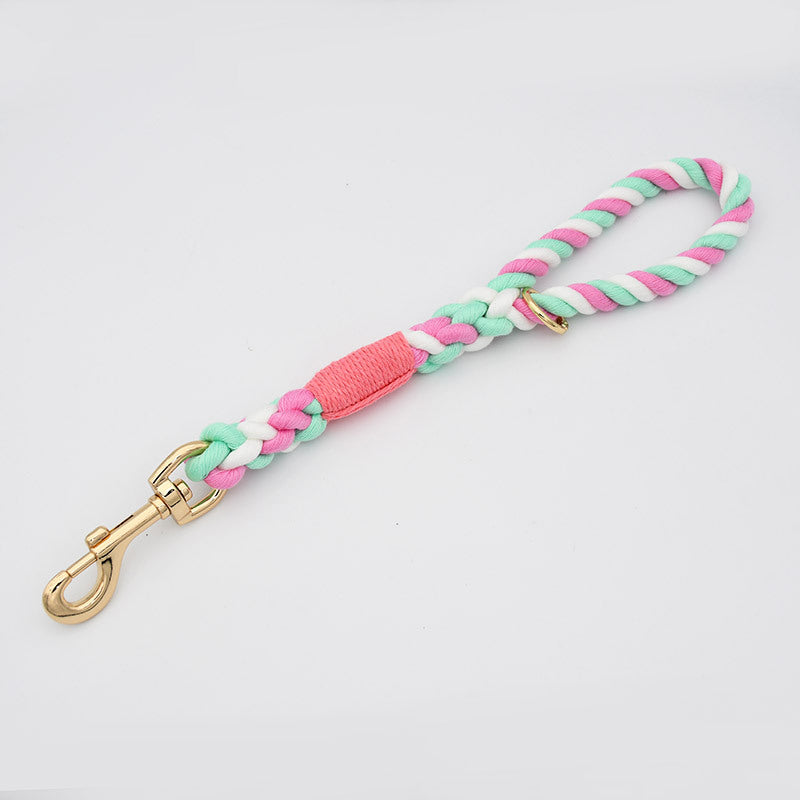 Woven Cotton Rope Close-fitting Short Anti-Pull Leash Collar Set