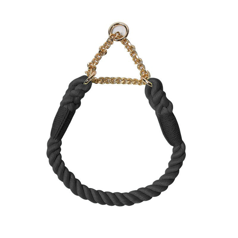 Woven Cotton Rope Close-fitting Short Anti-Pull Leash Collar Set