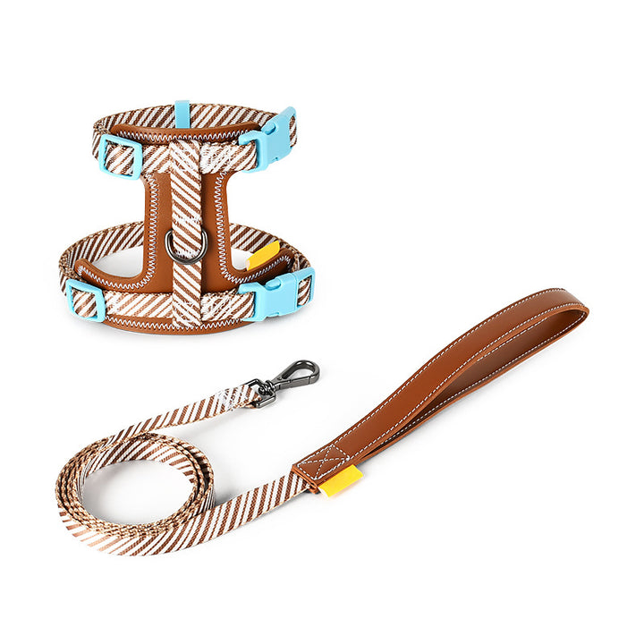 Twill Webbing Leather Comfortable No Choking Step-in Harness Leash