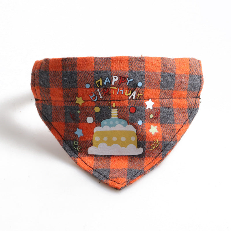 Birthday Party Cake Triangle Towel Saliva Bib Bow Pet Collar