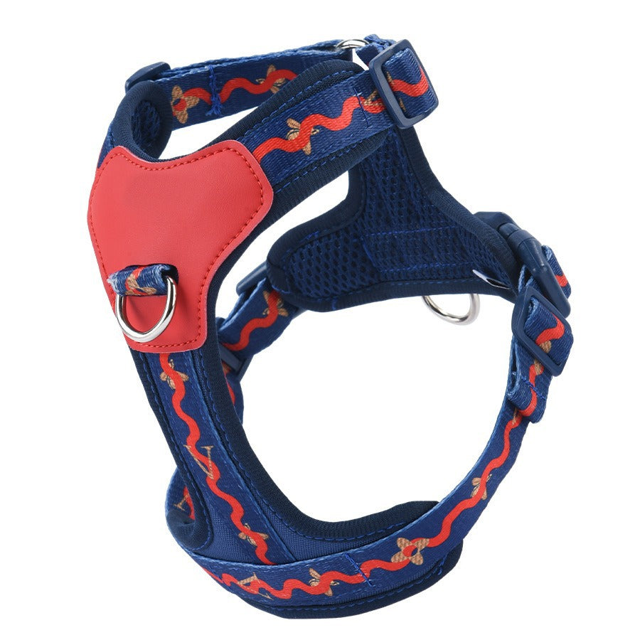 Breathable Fabric Leather Shock Absorption Adjustable Pet Dog Harness