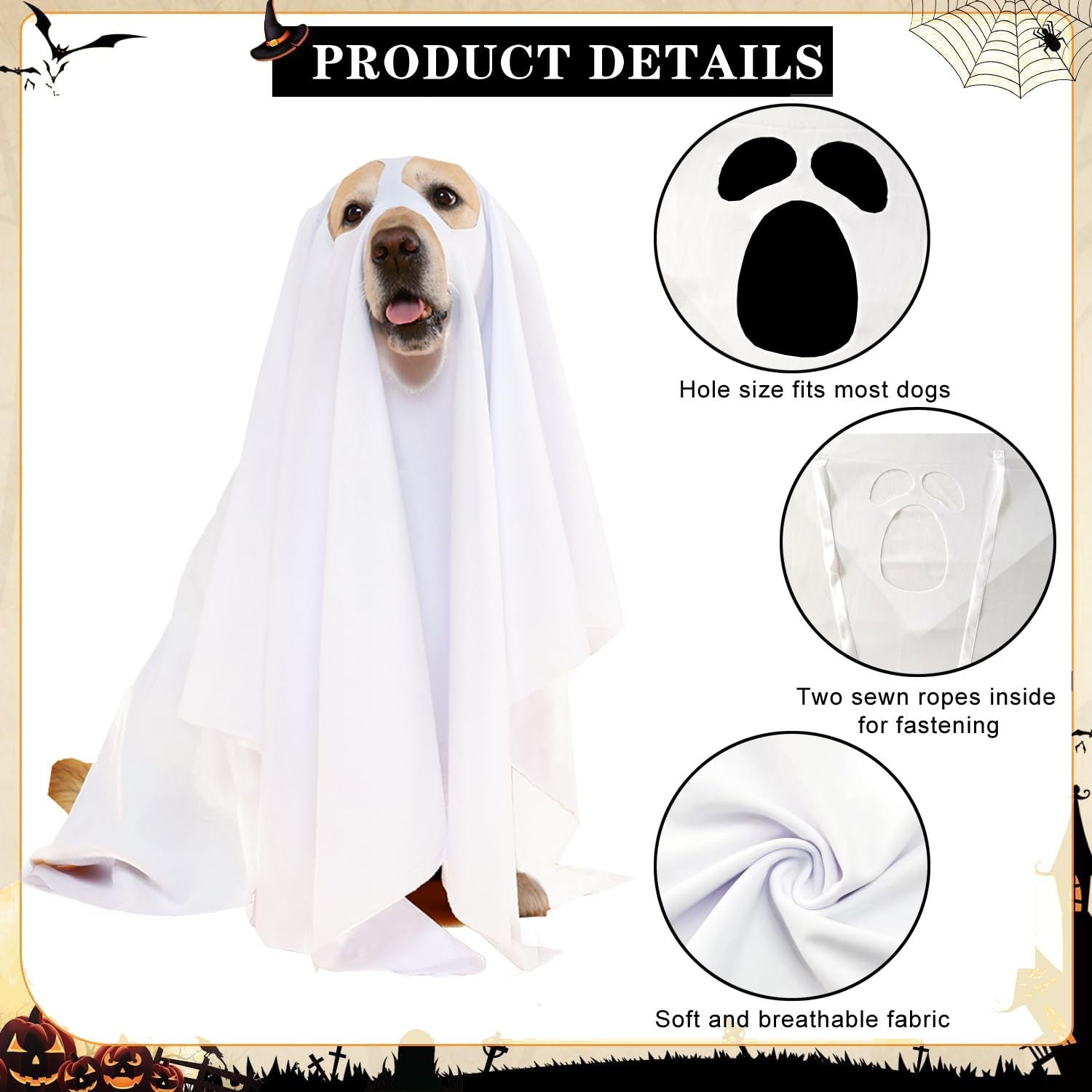 Halloween Party Ghost Costume Props Pet Clothing Cape Apparel