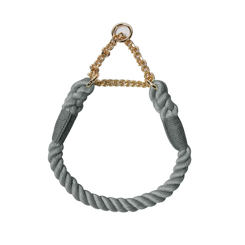 Woven Cotton Rope Close-fitting Short Anti-Pull Leash Collar Set