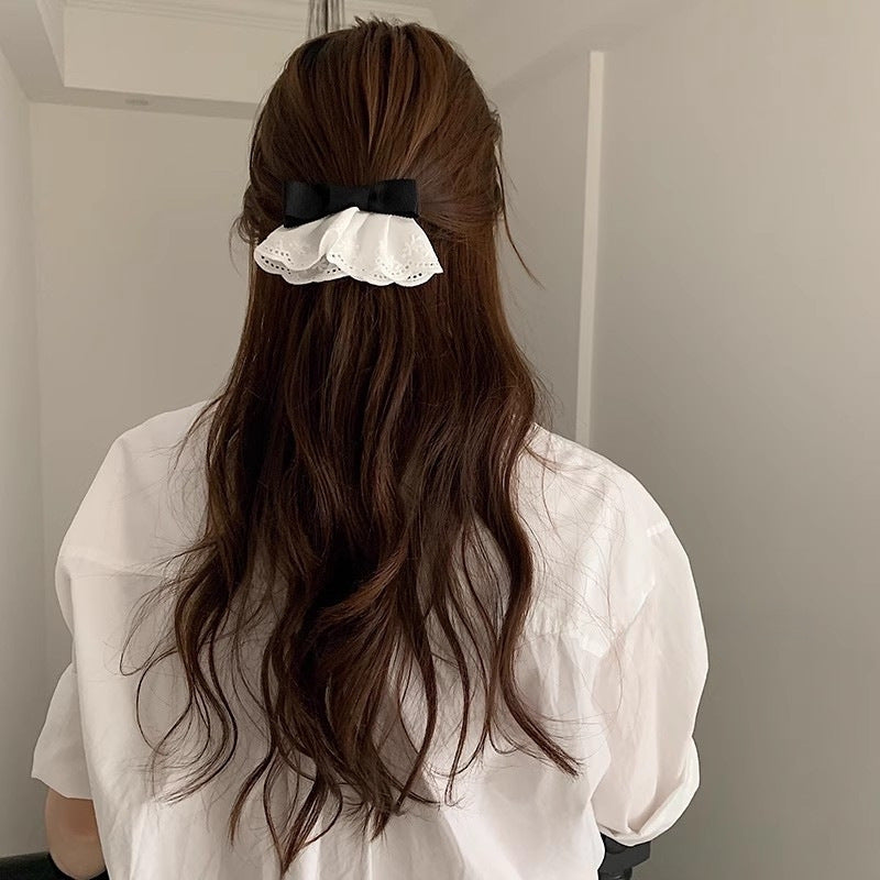 Elegant Lace Fabric Bow Bangs Clip Spring Hair Clip Hair Accessories Wholesale