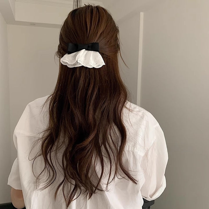 Elegant Lace Fabric Bow Bangs Clip Spring Hair Clip Hair Accessories Wholesale