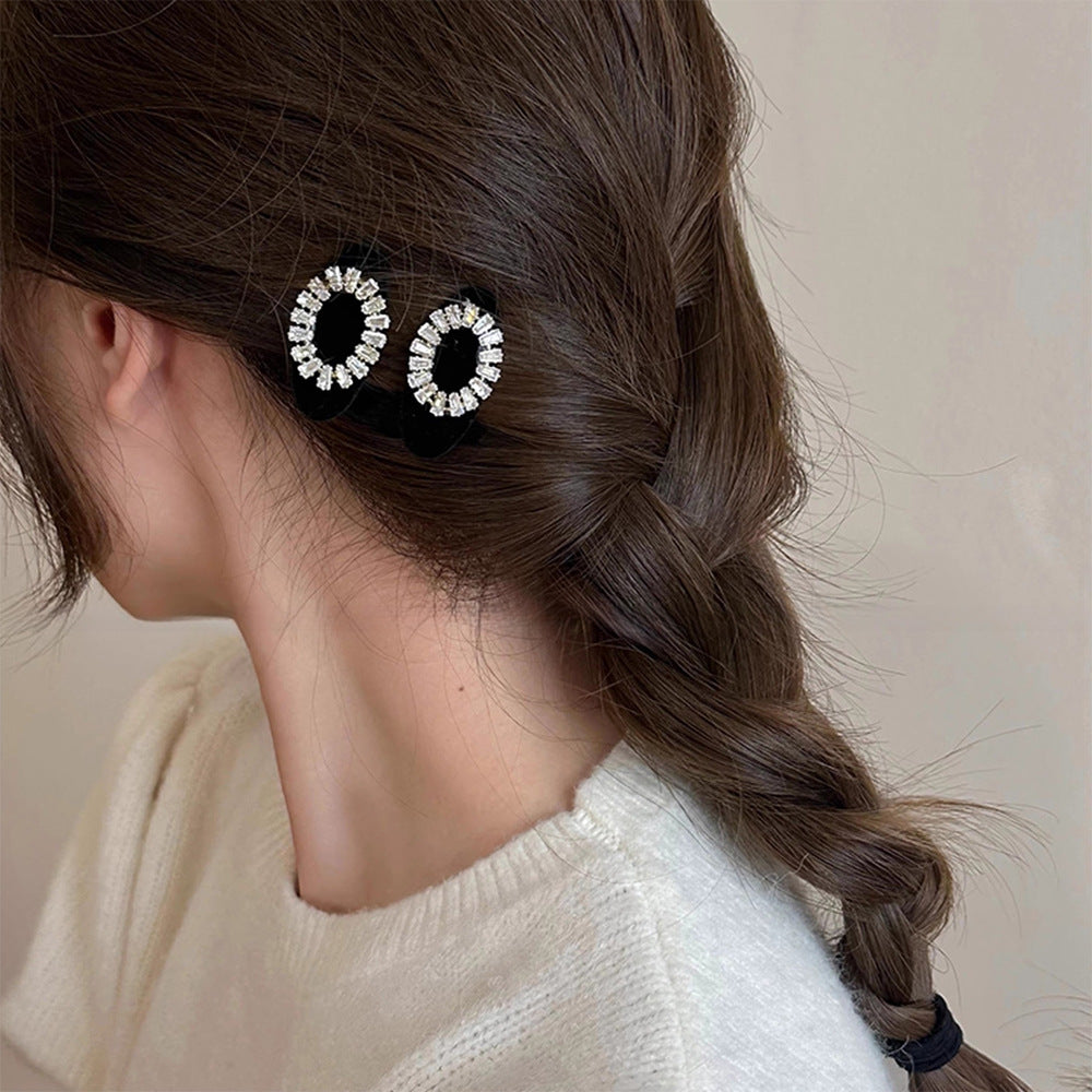 Delicate Zircon Flocked Square Oval Bangs Hair Clip Hair Accessories Wholesale