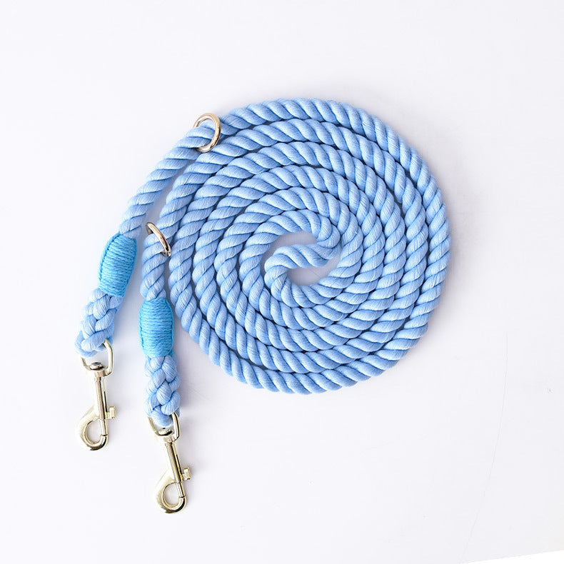Woven Cotton Multi-functional Waist Pet Double Leash P-Type Collar