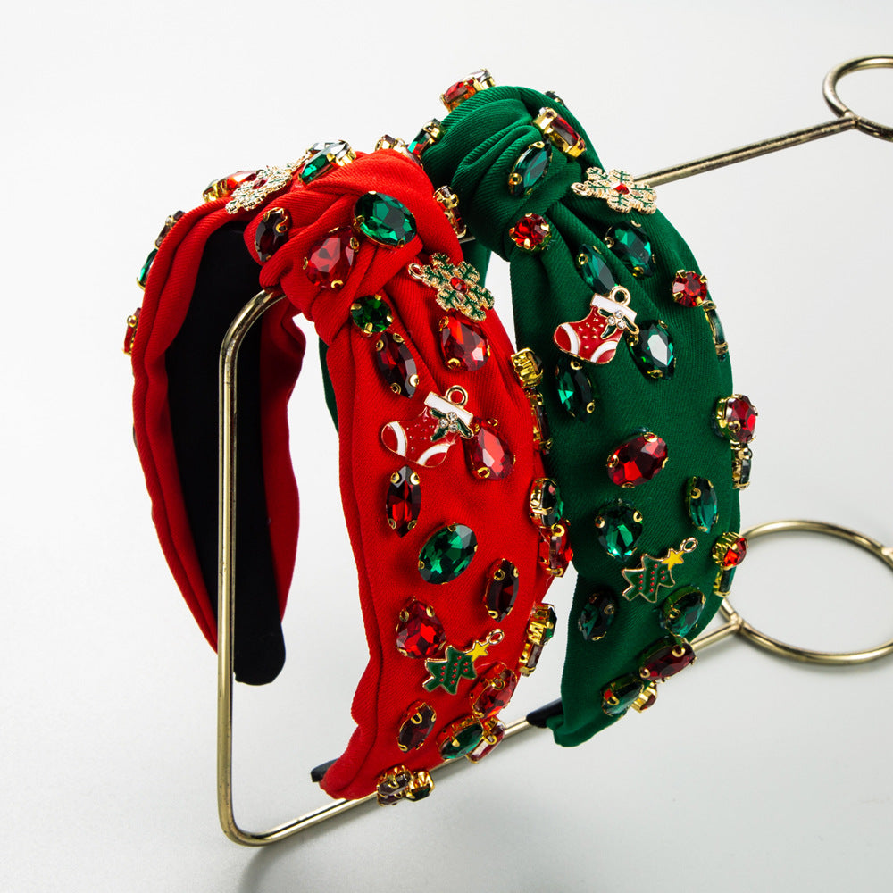 Alloy Snowflake Rhinestone Fabric Christmas Headband Hair Accessories Wholesale