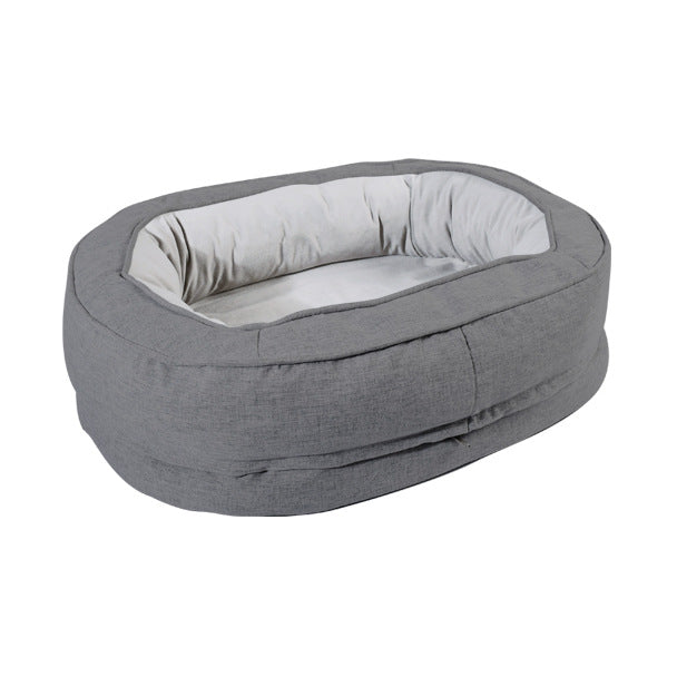 Universal Oval Cotton Linen Plush Removable Pet Pad Cats Bed