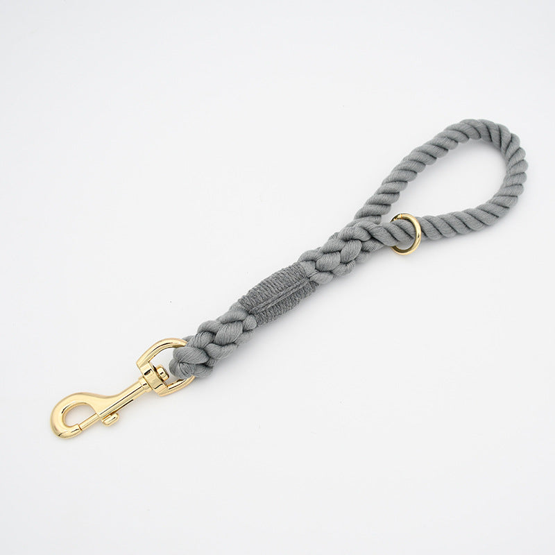 Woven Cotton Rope Close-fitting Short Anti-Pull Leash Collar Set