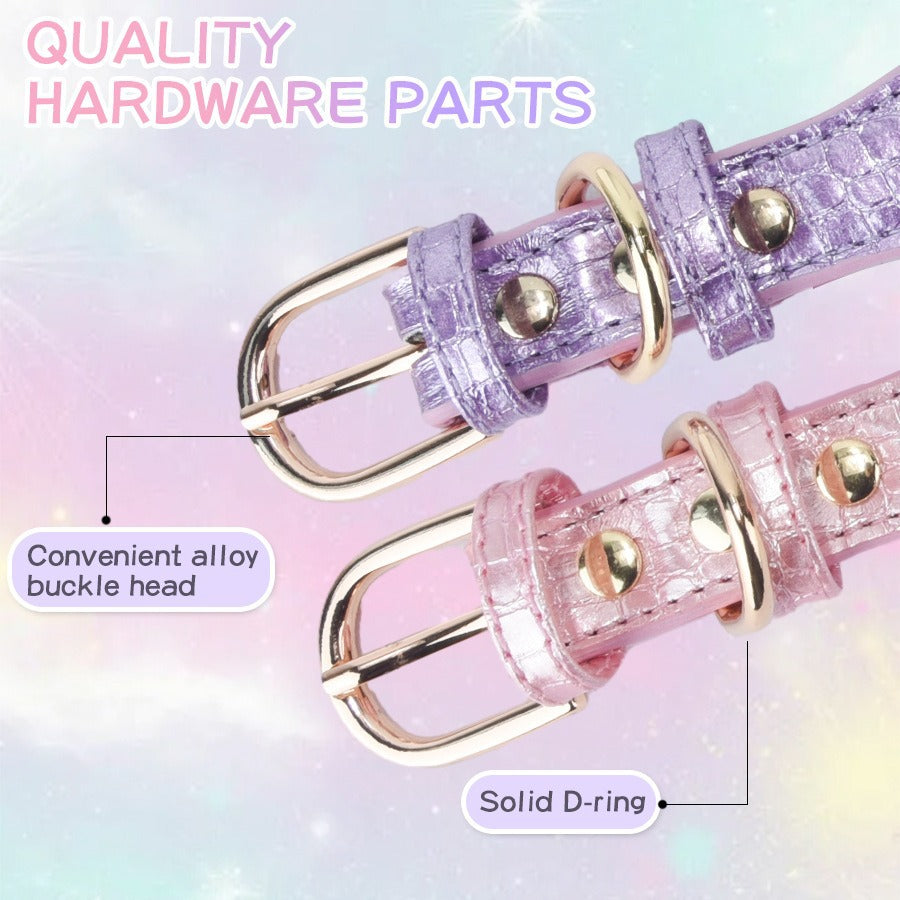 Inlaid Rhinestones Highlight PU Leather Adjustable Pet Dog Collar