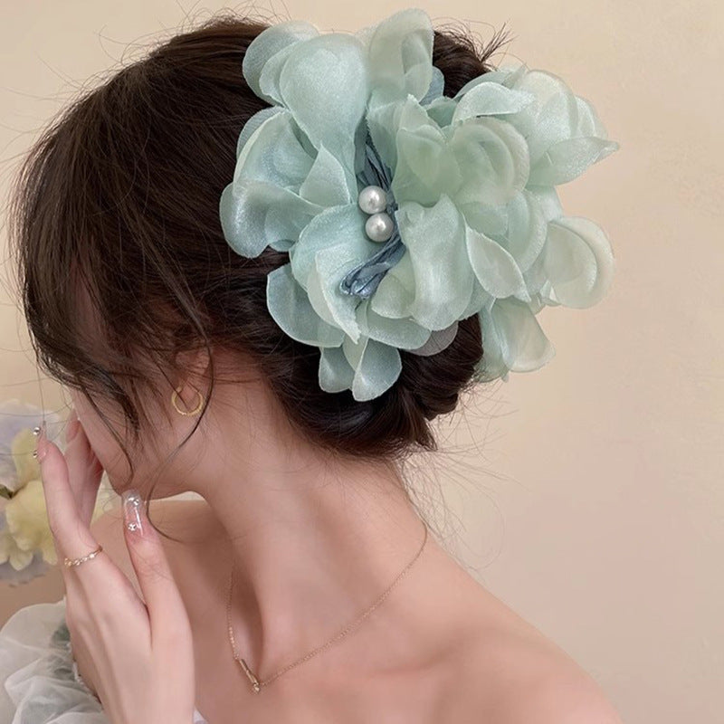 Mesh Double Flower Grab Clip Elegant Hair Claw Hair Accessories Wholesale
