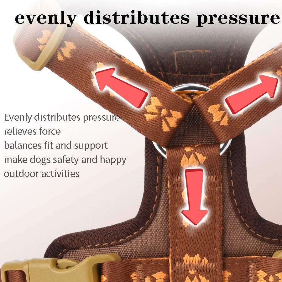 Leather Butterfly Embroidery Reflective Adjustable Pet Dog Harness