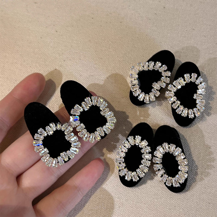 Delicate Zircon Flocked Square Oval Bangs Hair Clip Hair Accessories Wholesale