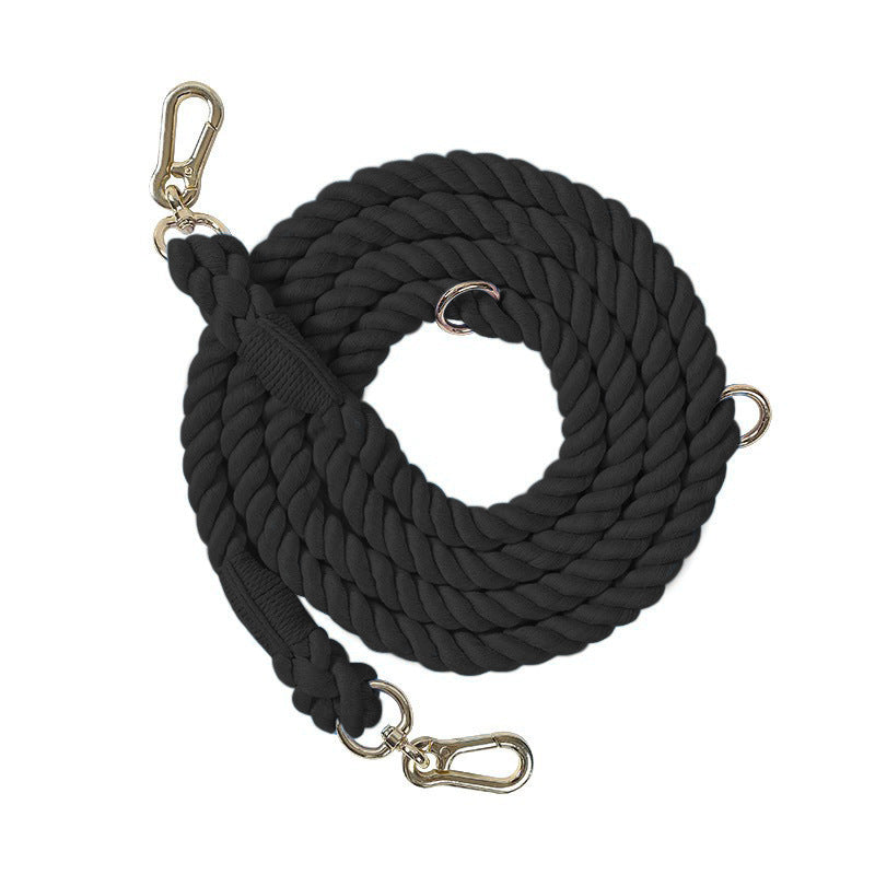 Woven Cotton Rope Multi-functional Pet Double Leash Waist Runing Leash