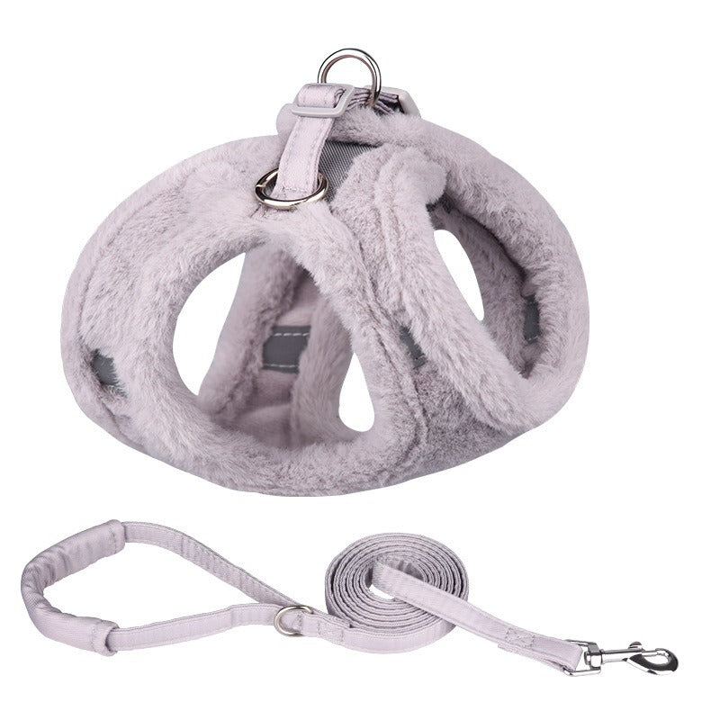Warm Comfortable Velvet Adjustable Pet Dog Harness Leash Set