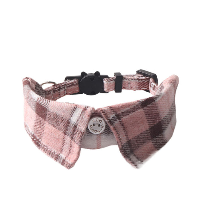 Classic Plaid Cotton Fabric Fake Collar Belt Buckle Pet Cat Collar