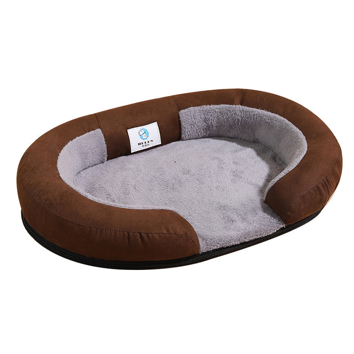 Oval Warm Soft Plush ECO PU Leather Comfortable Cat Bed Pet Pad