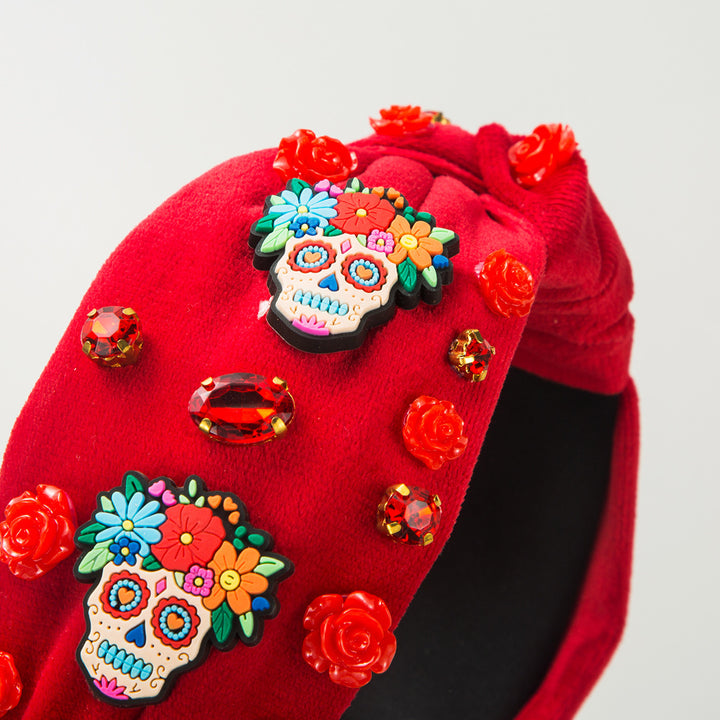 Skull Rose Halloween Flannel Headband Hair Accessories Wholesale