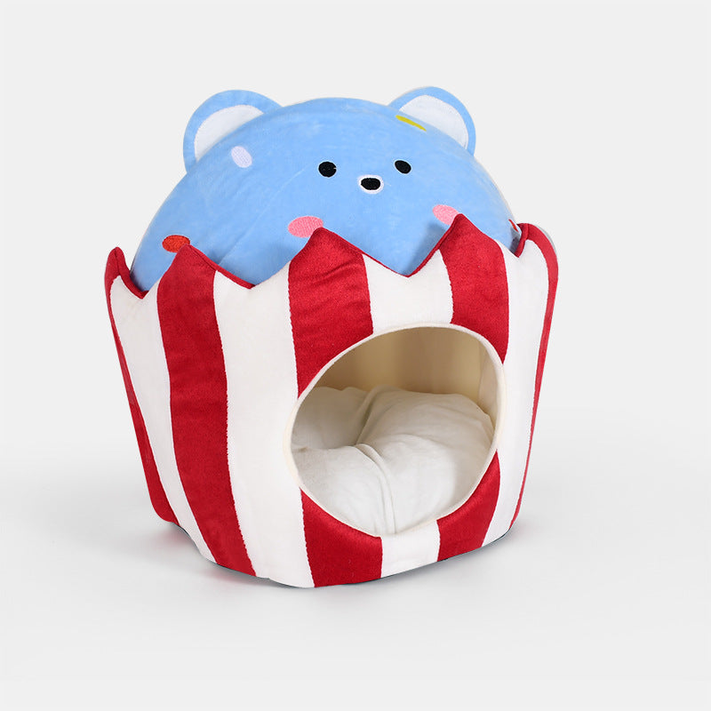 Cute Polar Bears Winter Warm Soft Plush Comfortable Cat Bed Cage