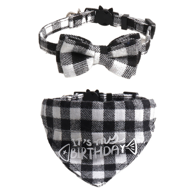 Birthday Party Cake Triangle Towel Saliva Bib Bow Pet Collar