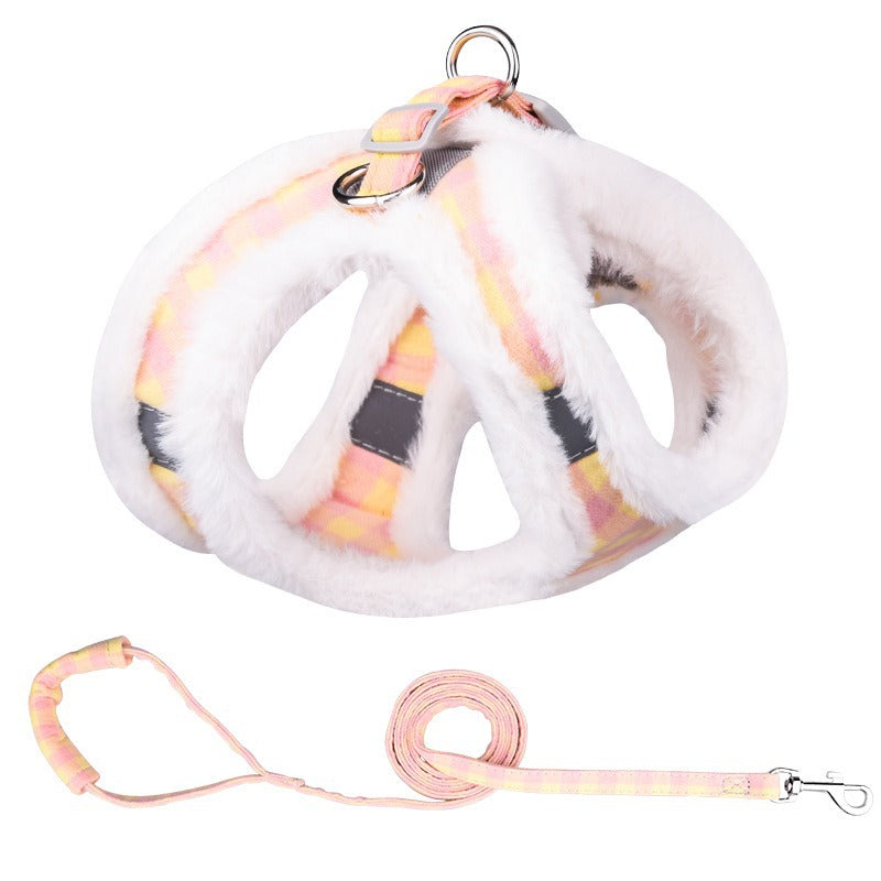 Warm Comfortable Velvet Adjustable Pet Dog Harness Leash Set