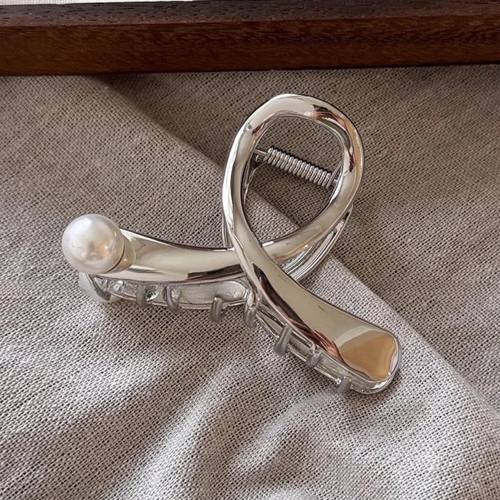 Cross Glossy Alloy Pearl Grab Clip New Hair Claw Hair Accessories Wholesale