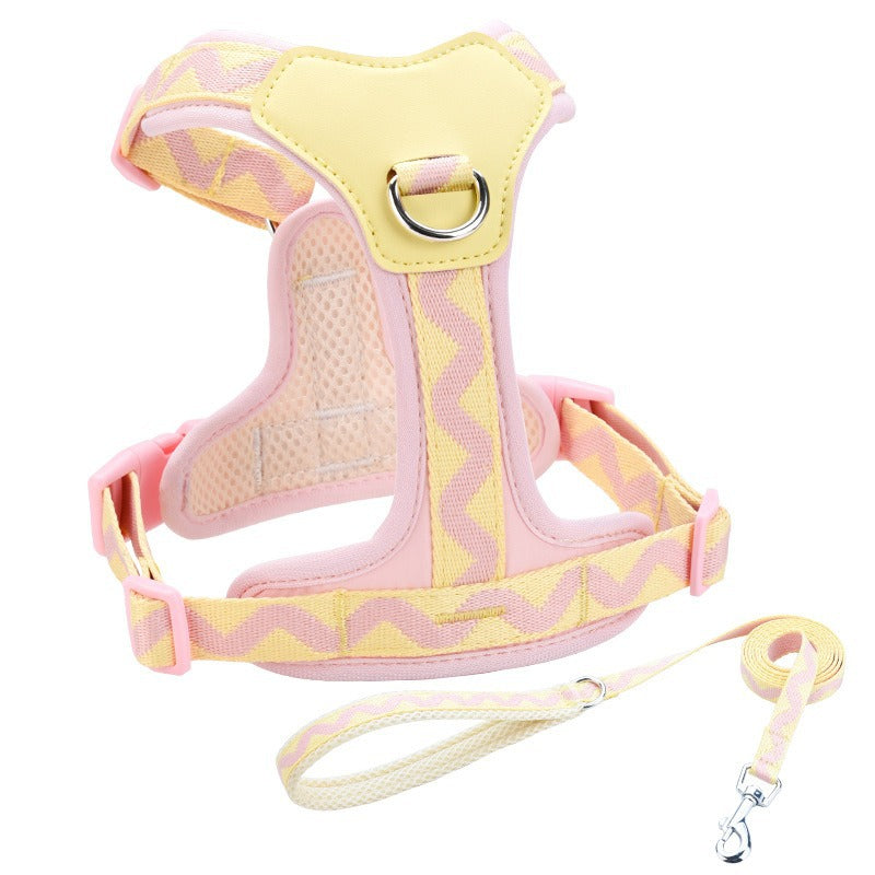Breathable Mesh Leather Shock Absorption Vest Pet Dog Harness
