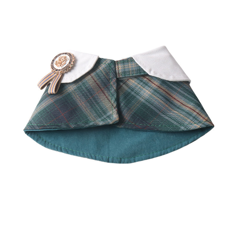 Classic Plaid Fabric Fake Collar Pet Dog Cat Saliva Bib Collar