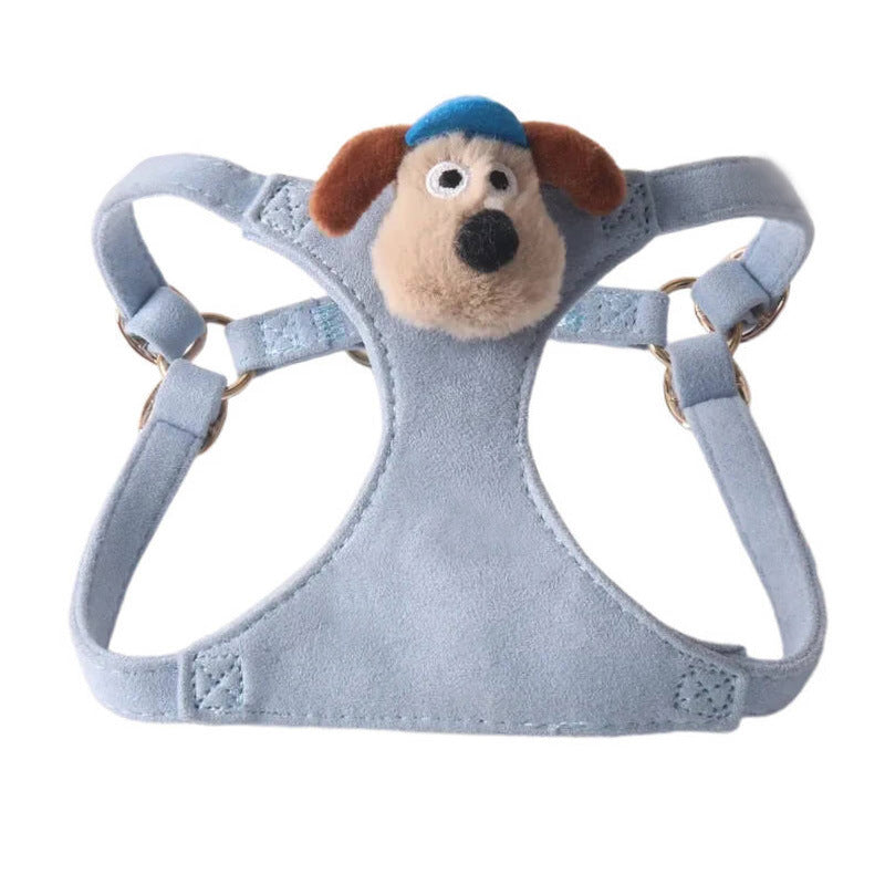 Candy Color Velvet Doll Pet Dog No Choking Harness Leash Set