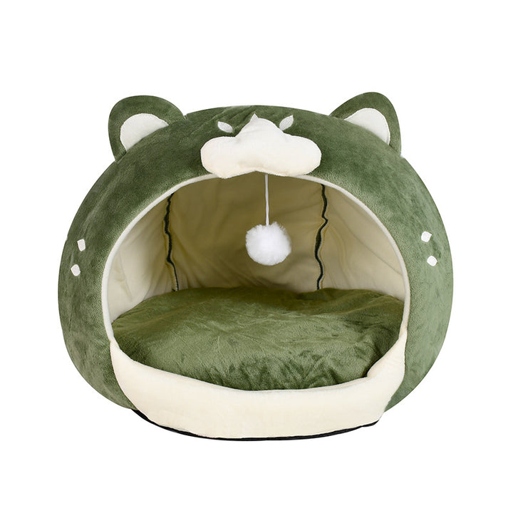 Cute Cartoon Winter Warm Soft Plush Comfortable Cat Bed Cage