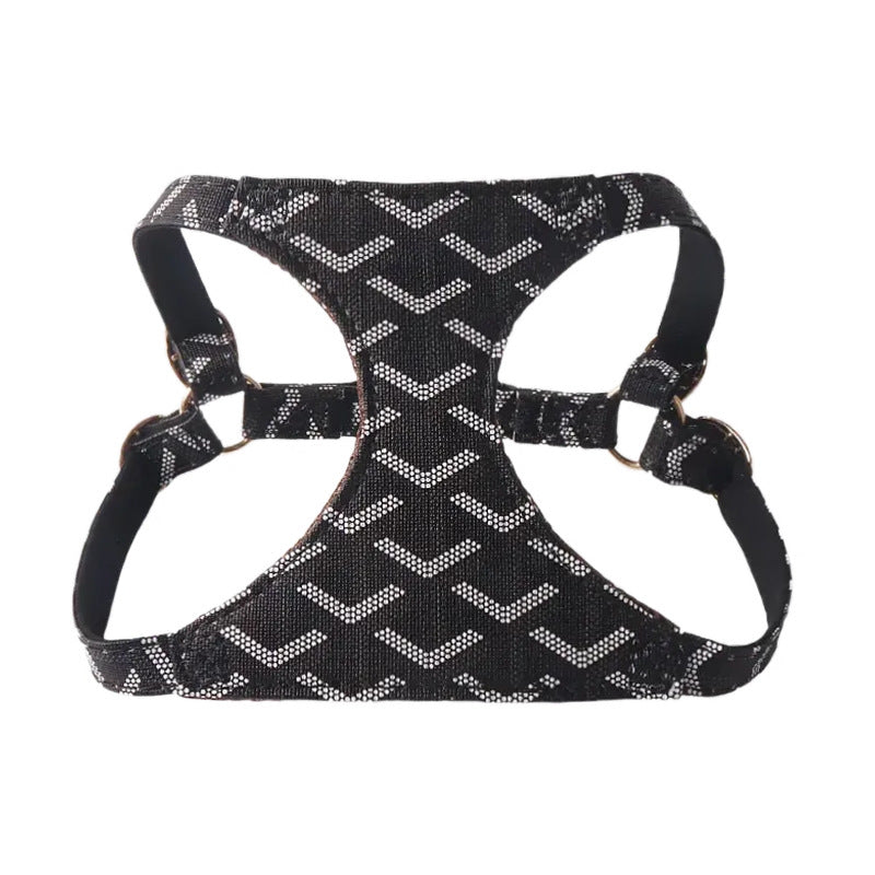 Rhombus Plaid Suede Nap Pet Dog No Choking Harness Leash Set
