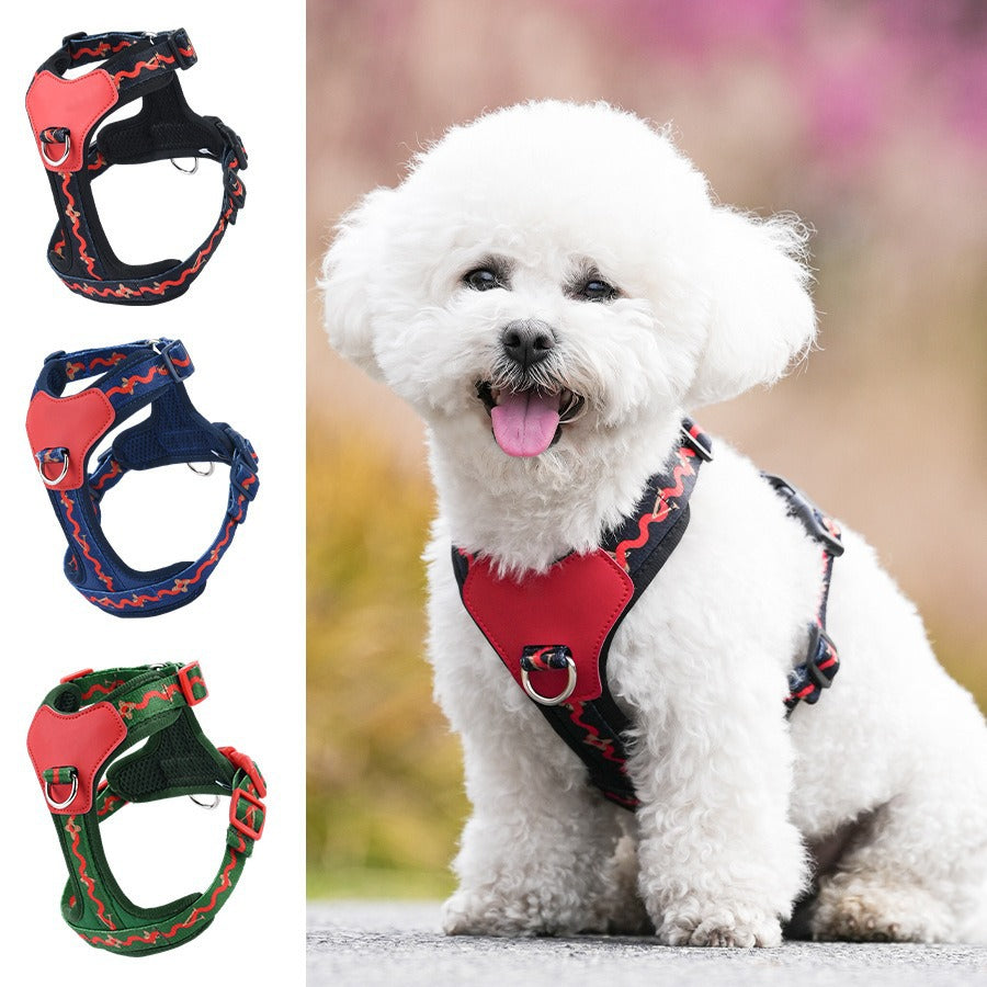 Breathable Fabric Leather Shock Absorption Adjustable Pet Dog Harness