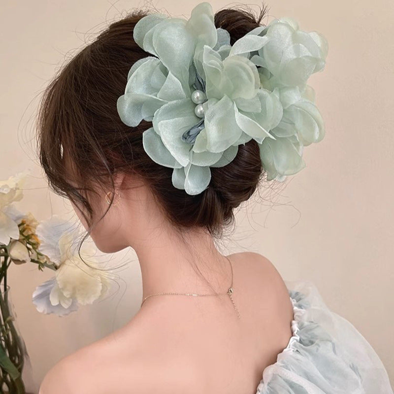 Mesh Double Flower Grab Clip Elegant Hair Claw Hair Accessories Wholesale