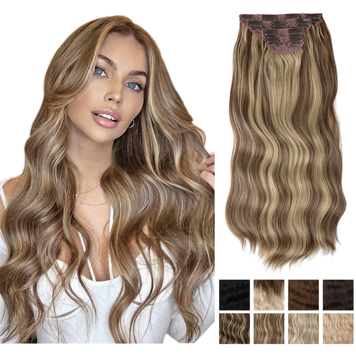 Water Ripple Long Curly Wigs Four Pieces Set Pins Hair Extensions Wholesale