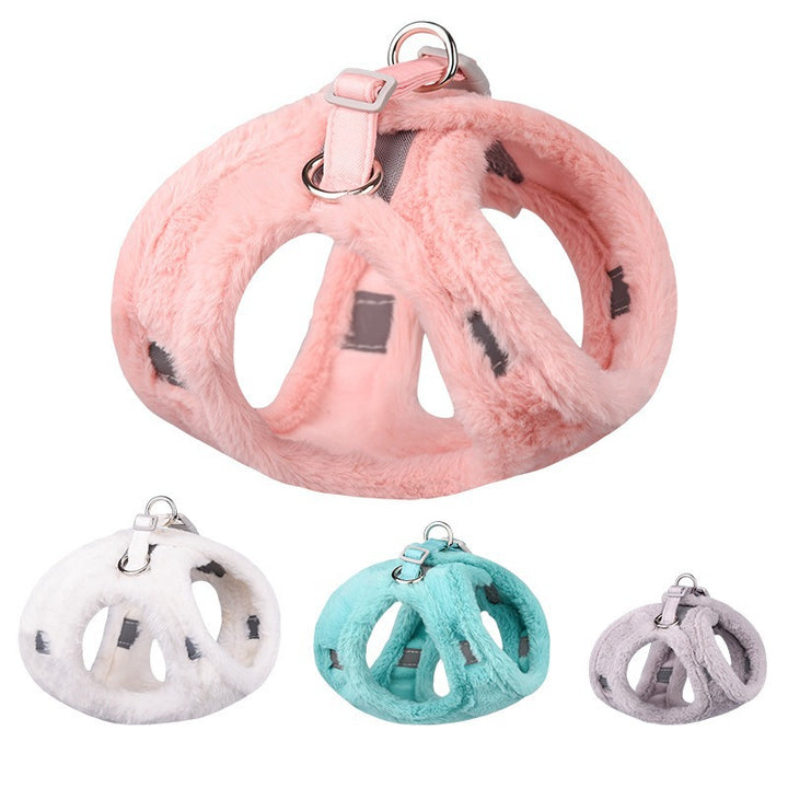 Warm Comfortable Velvet Adjustable Pet Dog Harness Leash Set