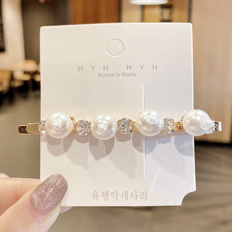 Fashion Rhinestone Pearl Alloy Bangs Hair Clip Hair Accessories Wholesale
