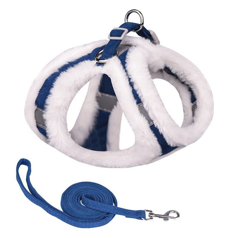 Warm Comfortable Velvet Adjustable Pet Dog Harness Leash Set