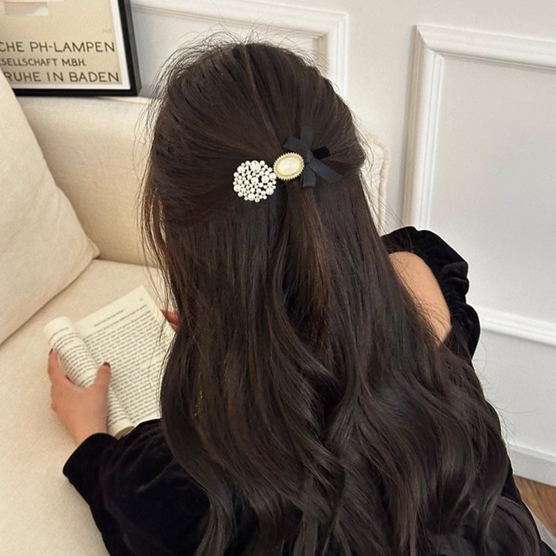 Fabric Bow Pearl Flower Hair Clip Duckbill Clip Hair Accessories Wholesale