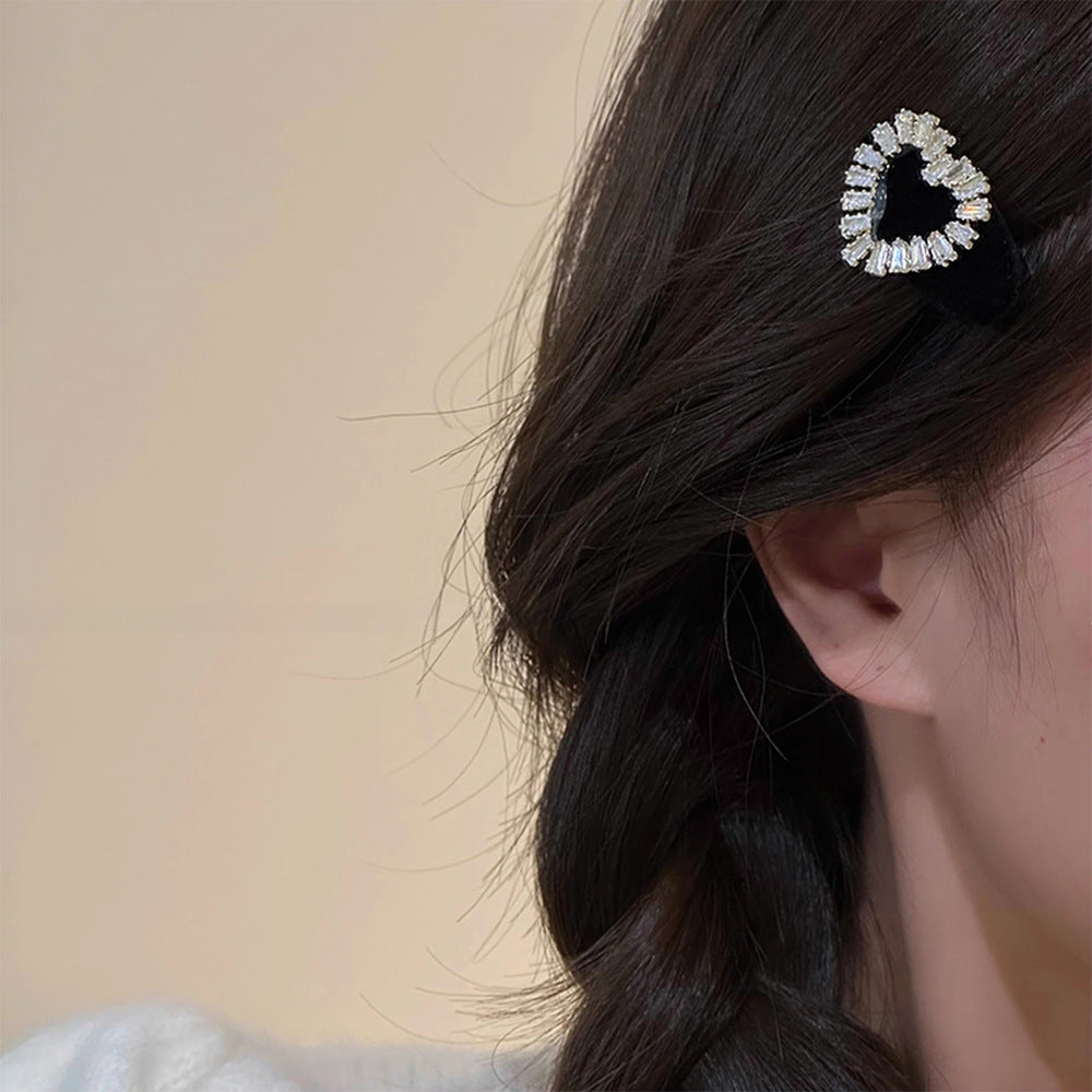 Delicate Zircon Flocked Square Oval Bangs Hair Clip Hair Accessories Wholesale