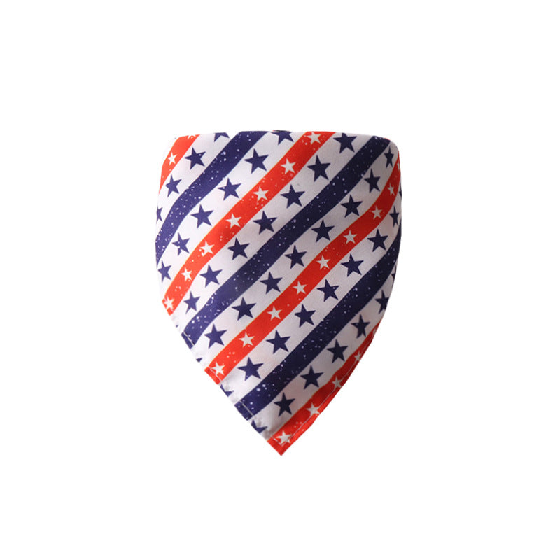 Blue Red Flag Double Side Triangle Towel Saliva Pet Bib Scarf