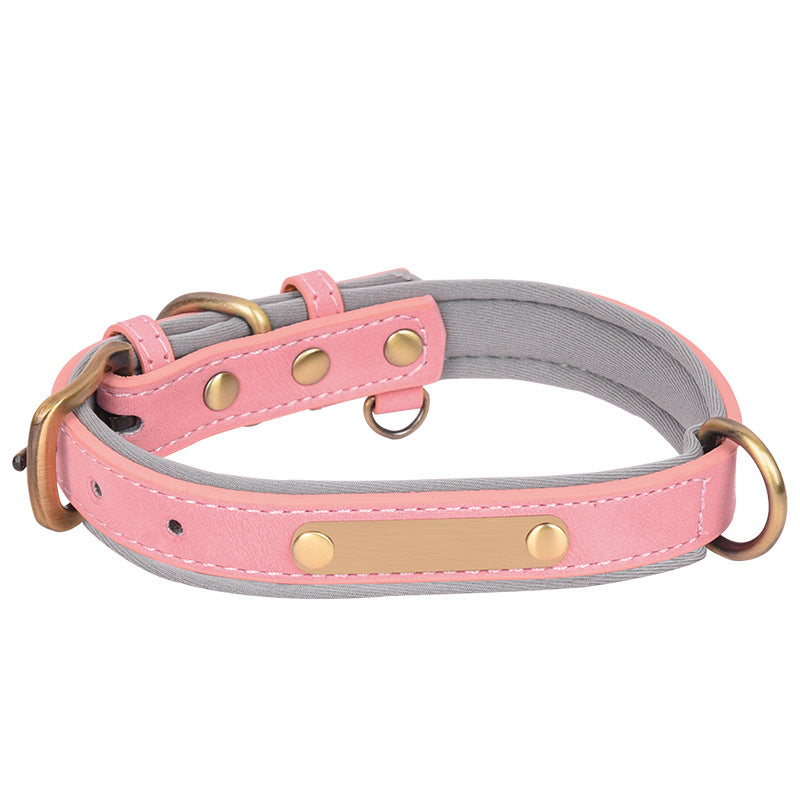 Double-layer PU Leather D-Ring Adjustable Belt Buckle Pet Collar