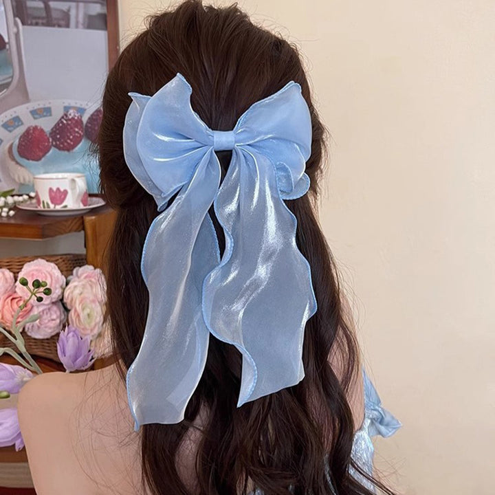 Mesh Bow Streamer Spring Clip Hair Clip Hair Accessories Wholesale