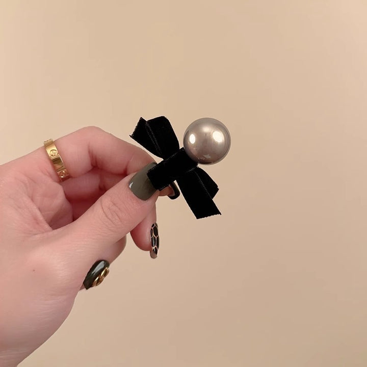 Flannel Pearl Bow Duckbill Clip Bangs Hair Clip Hair Accessories Wholesale