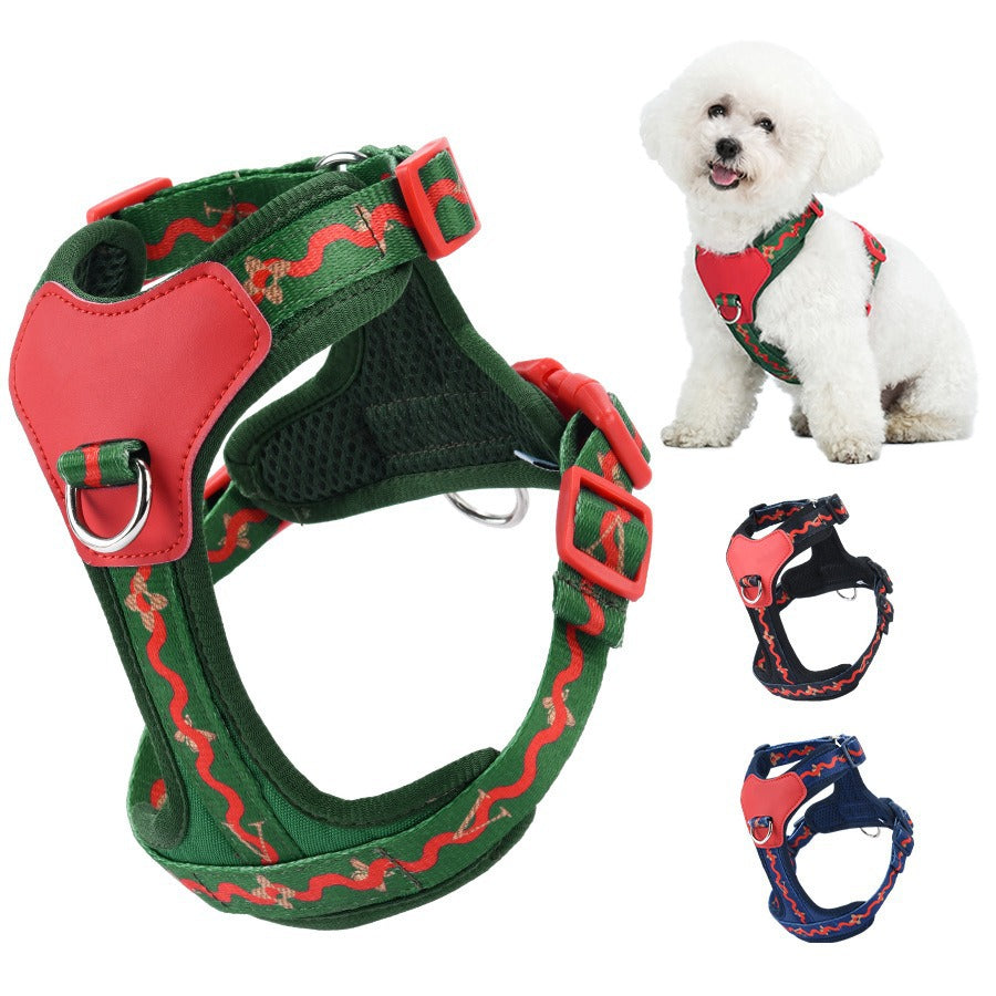 Breathable Fabric Leather Shock Absorption Adjustable Pet Dog Harness